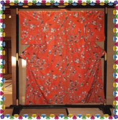 【洗える着物】桃色に橘模様の着物