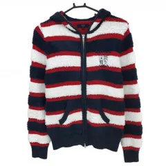 キャロウェイ ニットパーカー 白×ネイビー ボーダー ロゴ刺しゅう  レディース L ゴルフウェア Callaway