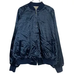 ブルゾンジャケット XXL ネイビー ジップアップ ビッグサイズ バックプリント ラグラン アウター 薄手 古着卸 アメリカ仕入 a701-6979