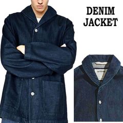 カバーオール デニムジャケット デッキ ジャケット インディンゴ ショールカラー へちま襟 綿 ミドル シニア エージ 大人 40代 50代 60代 中高年 アウトドア キャンプ ロック ファッション ミリタリー ワーク系 ストリート系 バイカー アウター