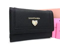 ■新品■未使用■ Samantha Vega サマンサベガ レザー がま口 三つ折り 財布 ウォレット レディース ブラック系 AW5434