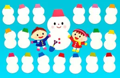 ★壁面飾り 標準サイズ（サイズ変更可能）「雪だるま作ろう！」 12月1月2月 冬 保育園 幼稚園★のサムネイル