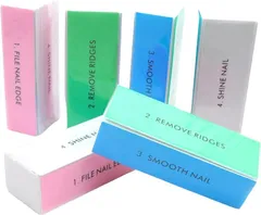 Tik Trunk TikTrunk 爪磨き ブロック スポンジ 4面 ネイルケア シャイナー ツヤ出し 男性女性兼用 サロン品質(4面（ホワイト・ブルー・グリーン・ピンク）,  6個セット)