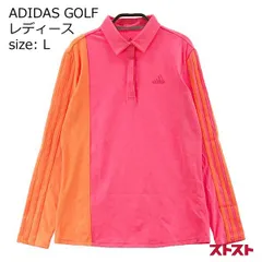 ADIDAS GOLF アディダスゴルフ 長袖ポロシャツ スリーストライプス ピンク系 L [240001903324]#