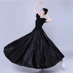 ☆ ブラック ☆ 90cm ☆ ベリーダンス スカート 540度 ベリーダンス スカート 540度 ダンス衣装 ロングスカート フレアスカート ベリーダンス衣装 ベリーダンススカート ダンススカート レッスン着 サテンロングスカート フレア ロング ロング丈のサムネイル