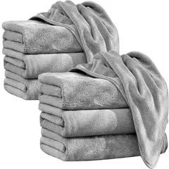 【在庫セール】(ライトグレー6枚組/大判バスタオル 140*70cm) 柔らかい ふわふわ 防臭 抗菌 速乾 吸水 業務用 家庭用 プール用 浴用 ループ付き ホテルスタイルタオル バスタオルセット ホテル仕様 大判 マイクロファイバー バスタオル AISFA