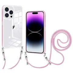 iPhone 14 Pro 用 ケース クリア ショルダー iPhone14pro 用 スマホケース 肩掛け 首かけ 斜めがけ ショルダー ケース 縄掛け カバー 透明 PC背面 TPUバンパー アイフォン14Pro 用 カバー ストラップ付き 携帯ケース 0