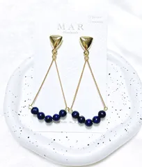 天然石/ラピスラズリ　チェーンピアス