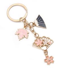 桜 扇子 キーホルダー キーリング 山 和風 花 伝統 日本 縁起物 文化 雅 自然 季節 お土産 癒し お揃い ギフト ペア 贈り物 贈りもの 新品