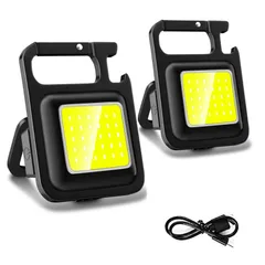 【フォロー割】緊急照明用 IPX4防水 4つ点灯モード ポータブル 1000ルーメン ポケットライト ミニ投光器 USB充電式 充電式 ledライト き cob 500mAh 作業用ライト フック led投光器 モード切替 cobライト 緊急照明用（2個セット