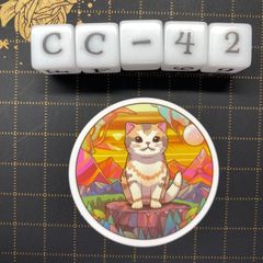 방수 스티커 고양이 스테인드 글라스 스타일 일러스트 멋진 CC-42