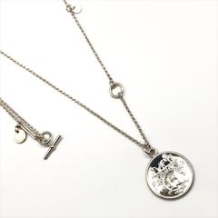 美品 HERMES エルメス エクスリブリス MM コイン ロング ネックレス アクセサリー SV925 750 PG シルバー k5938