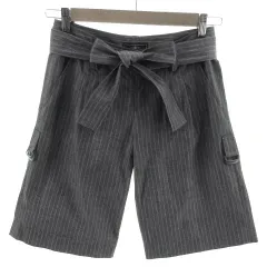 グレースコンチネンタル GRACE CONTINENTAL パンツ ショートパンツ ハーフパンツ リボン ロールアップ リネン混 日本製 ストライプ グレー ホワイト 白 36のサムネイル
