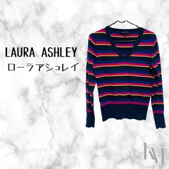 美品　LAURA ASHLEY ローラアシュレイ 長袖 ニット ボーダー XSサイズ 黄 青 赤のサムネイル