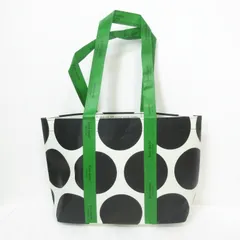 【212593】kate spade ケイトスペードニューヨーク  大きいドットデザイン　エコ ミニトートバッグ　① ブラック/グリーン/ホワイト