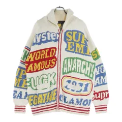 SUPREME (シュプリーム) 21S × HYSTERIC GLAMOUR Logos Zip Up Sweater ヒステリックグラマー カウチン ジップアップニット ベージュ