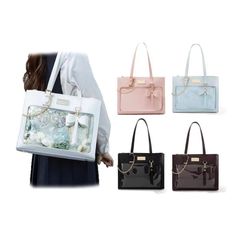 痛 蝶結び 痛バ 見せ デコ 缶バッチ/写真入れ puレザー 2WAY クリアポケット 撥水 推し活 応援 オタ活 シンプル 鞄 レディース
