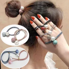 ヘアゴム パール おしゃれ リボン結び シンプル 髪留め ヘア留め かわいい 髪飾り 上品 パーティー飾りヘアアクセサリー(メール便送料無料)