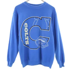 ヘインズ 80s 90s USA製 オールド NFL プリント 長袖 トレーナー M ブルー系 Hanes 裏起毛 メンズ