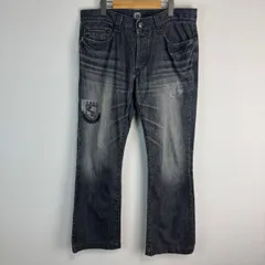 EPOCA UOMO エポカウォモ デニムパンツ ジーンズ ブーツカット ロゴ刺繍 ブラックデニム グレー 50サイズ メンズ 古着 ストリート アメカジ　Y2Kのサムネイル