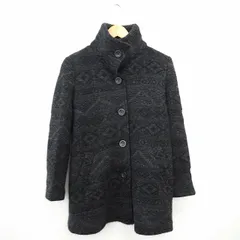 コムサデモード COMME CA DU MODE ステンカラーコート アウター 総柄 シンプル ミニ ショート 長袖 ウール混 モヘヤ混 5 ブラック 黒 /MT26