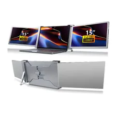 15インチトリプルポータブルモニター、FHD1080PIPSHDRラップトップスクリーンエクステンダーデュアルモニター、タイプC、15〜17インチラップトップ、PC、電話、PS3/4、Wii用(スペースグレイ)