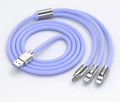 3in1充電ケーブル USB ケーブル LED充電ランプ付 急速充電 TypeCケーブル Micro USB ケーブル   耐久性 3台同時給電可能  全機種対応 1.2mのサムネイル