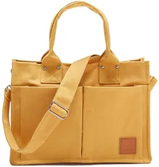 sleeping sheep(スリーピング シープ) スリーピングシープ 小ぶりで可愛い 機能 キャンバス トートバッグ 内防水 仕切りあり 2way ショルダーベルト付き ポケット 修正版 マスタード(修正版 マスタード)