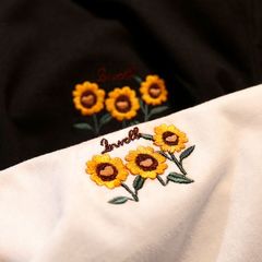 モード系  バイタリティ 刺繍 半袖トップス 男女兼用 ナショナルトレンド ゆったり オールマッチ 純綿 カップル アウトフィット 夏 ししゅう　刺繍Tシャツ