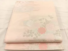 平和屋着物＊夏物　六通柄袋帯　色紙花文　銀糸　正絹　逸品　BAAT3081hv