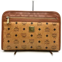 MCM エム・シー・エム クラッチバッグ セカンドバッグ ヴィセトス柄 レザー ブラウン メンズ レディースファッション