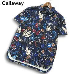 Callaway キャロウェイ ゴルフ 春夏 花柄 フラワー 総柄 プリント★ 半袖 メッシュ カノコ ポロシャツ Sz.M　メンズ