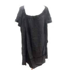 パドカレ pas de calais シャツワンピース ひざ丈 カットオフ ダメージ加工 半袖 38 M 黒 ブラック /AUのサムネイル