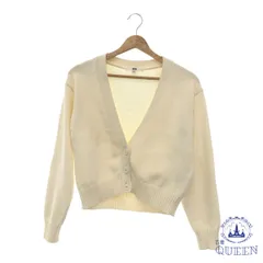 【訳アリ】UNIQLO ユニクロ トップス ニット カーディガン ボタン リブ 長袖 レディース ホワイト XS 901-12846 送料無料 古着