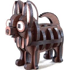 パズル造形　ミニチュア動物「チワワ」　シート貼りＭＤＦオーク（茶）