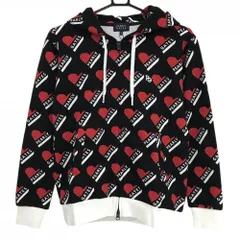 【新品】パーリーゲイツ ジップパーカー 黒×レッド ハート柄 ロゴ レディース 0(S) ゴルフウェア PEARLY GATES