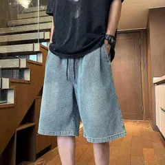 メンズ ファッション 服 男性用 オシャレ シンプル 大人 かっこいい 大きいサイズ ストリート 紳士服 ストリート デニム パンツ 夏 薄手 レトロ ゆったり カジュアル ワイド レッグ ハーフ パンツ 