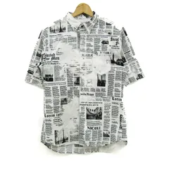 ニコルクラブフォーメン 半袖シャツ 総柄 トップス メンズ 46サイズ ホワイト系×ブラック系 NICOLE CLUB FOR MEN 【中古】