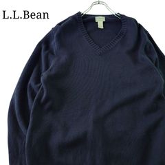 【00s】L.L.Bean エルエルビーン コットンニット Vネック ネイビー セーター