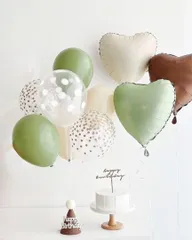くすみカラー 誕生日 風船 バースデー パーティ 飾り 男の子　グリーン系　１歳　２歳　３歳　４歳　５歳　６歳　７歳　８歳　９歳　イベント　パーティー飾り　100日祝い