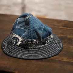 SGYP150 【一点物・手しごと】藍染 古布 BORO 刺し子 パッチワーク バケットハット ユニセックス 天然植物染め 小众デザイン 帽子   ユニセックス / 植物染め / 手しごと / 小众ブランド