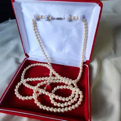 貝パール8ミリ玉ロングネックレス