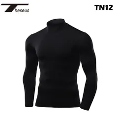 【 THESEUS 】 テセウス  TN12 ブラック メンズ シャツ インナー 長袖 コンプレッションウェア スポーツ ジム ジョギング ランニング サッカー ウェア ゴルフ スーツ 下着 春 夏 秋 冬 ハイネック 冷感 速乾 軽量 伸縮性