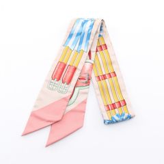 エルメス HERMES スカーフ ツイリー JUMPING ベージュ シルク スカーフ レディース Used B
