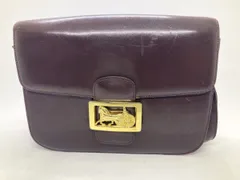 【CELINE】 セリーヌ CELINE フラップショルダーバッグ 馬車金具 ボルドー レザー M421