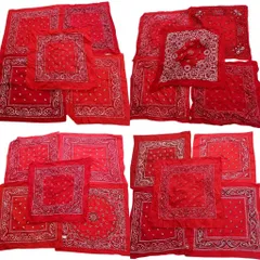 古着卸 まとめ売り  ペイズリー柄 バンダナ 小物 20枚セット (ユニセックス ) レッド 赤 レッドホワイト 中古 古着 NA8011