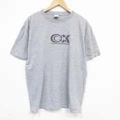 XL/古着 カルバンクライン 半袖 ビンテージ Tシャツ メンズ 90s ビッグロゴ 大きいサイズ コットン クルーネック グレー 霜降り 25aug08 中