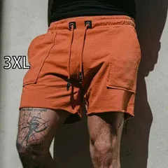 [3XL]メンズ ファッション 服 男性用 オシャレ シンプル 大人 かっこいい 大きいサイズ ストリート 紳士服 アメリカン スポーツ パンツ トレーニング ズボン 夏 テリー カジュアル ランニング ハーフ 通気性 スクワット フィットネス パンツ