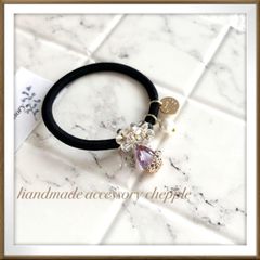 ハーフ シュシュ☆ビーズ ヘアゴム☆ハンドメイド ショートバージョン