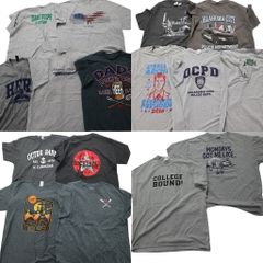 古着卸 まとめ売り グレー ボディ プリント 半袖Tシャツ 16枚セット (メンズ XL ) 乗り物 星条旗 イーグル チームロゴ 中古古着 NA6948